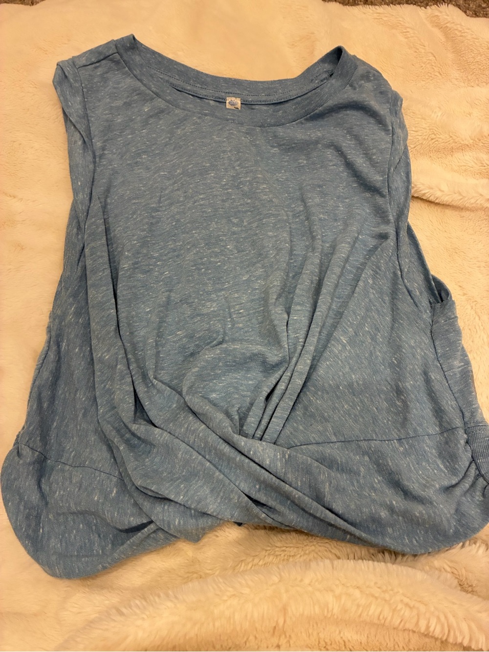 FP Movement by Free People Heathered Blue Twist-Front Crop Tank